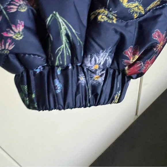 Eloquii Elements Navy Blue Floral Quilted Puffer Bomber‎ Jacket Plus Size 22/24 - Picture 4 of 13